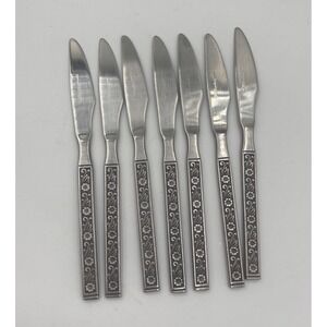 Gold Standard NIGHT BLOSSOM Stainless Japan  (7) Dinner Knives Silverware